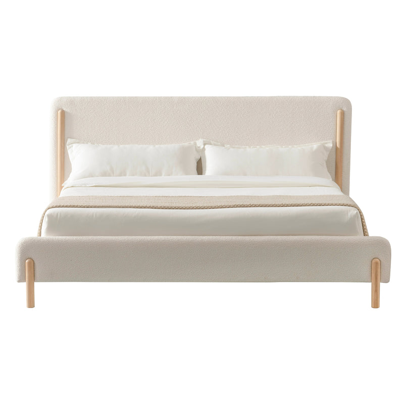 Modrest Electra - Modern Ivory Fabric + Rubberwood Bed