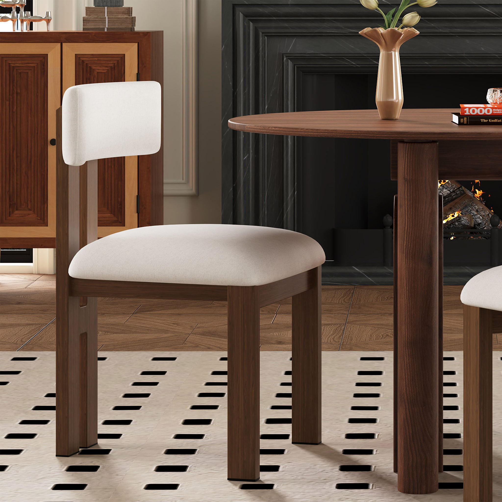 7 Piece Dining Set With Upholstered Armless Chairs And Table