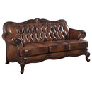 Victoria   Leather Upholstered Sofa Set Brown