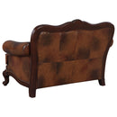 Victoria   Leather Upholstered Sofa Set Brown