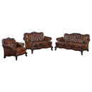 Victoria   Leather Upholstered Sofa Set Brown