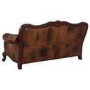 Victoria  Leather Upholstered Rolled Arm Sofa Brown
