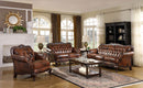 Victoria  Leather Upholstered Rolled Arm Sofa Brown