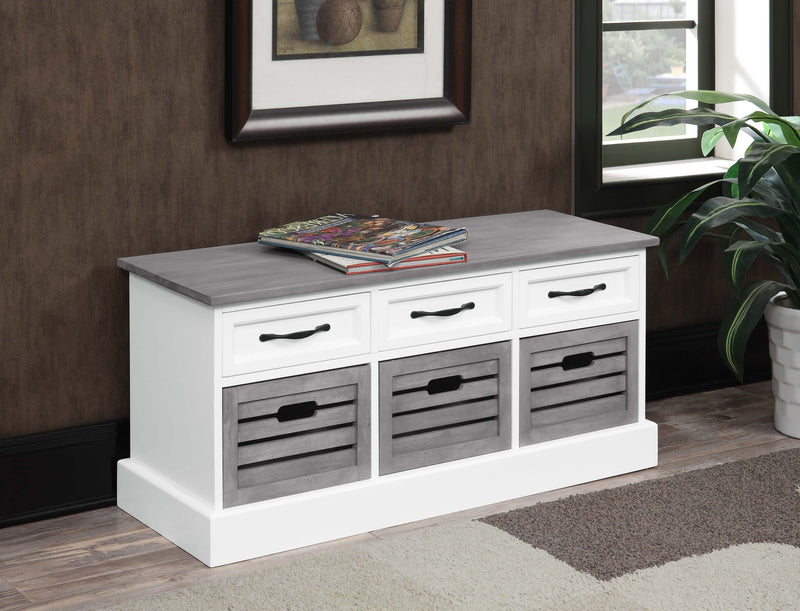 Alma 3-drawer Storage Bench Weathered Brown and White