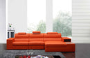 Divani Casa Polaris Mini - Contemporary Orange Bonded Leather Right Facing Sectional Sofa