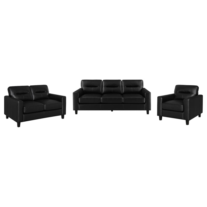 Scotland Faux Leather Upholstered Sofa Set Black