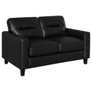 Scotland Faux Leather Upholstered Track Arm Loveseat Black