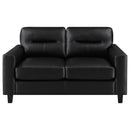 Scotland Faux Leather Upholstered Track Arm Loveseat Black