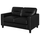 Scotland Faux Leather Upholstered Track Arm Loveseat Black