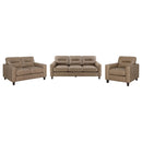 Scotland Faux Leather Upholstered Sofa Set Brown