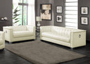 Chaviano  Upholstered Track Arm Sofa Set Pearl White