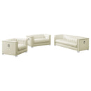 Chaviano  Upholstered Track Arm Sofa Set Pearl White