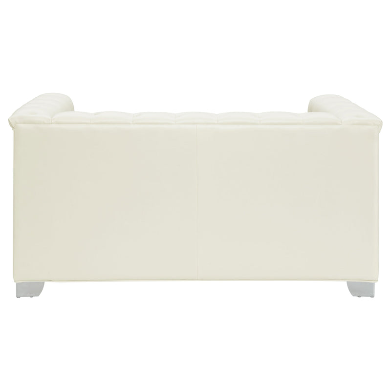 Chaviano  Upholstered Track Arm Sofa Set Pearl White