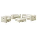 Chaviano  Upholstered Track Arm Sofa Set Pearl White