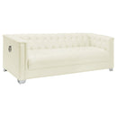 Chaviano  Upholstered Track Arm Sofa Set Pearl White