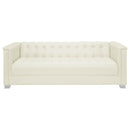 Chaviano  Upholstered Track Arm Sofa Set Pearl White