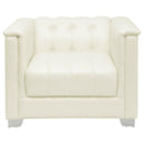 Chaviano Upholstered Track Arm Accent Chair Pearl White