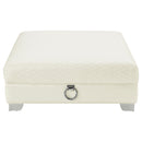 Chaviano Square Upholstered Ottoman Pearl White