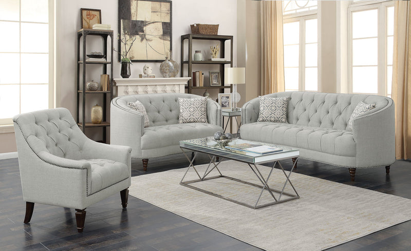 Avonlea  Upholstered Sloped Arm Sofa Set Grey Fabric