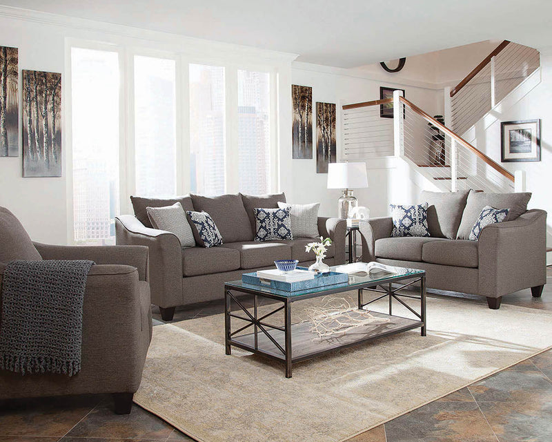 Salizar  Upholstered Flared Arm Sofa Set Grey