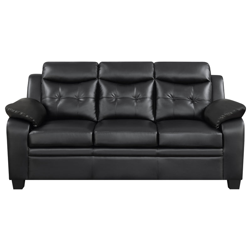 Finley  Upholstered Padded Arm Tufted Sofa Set Black