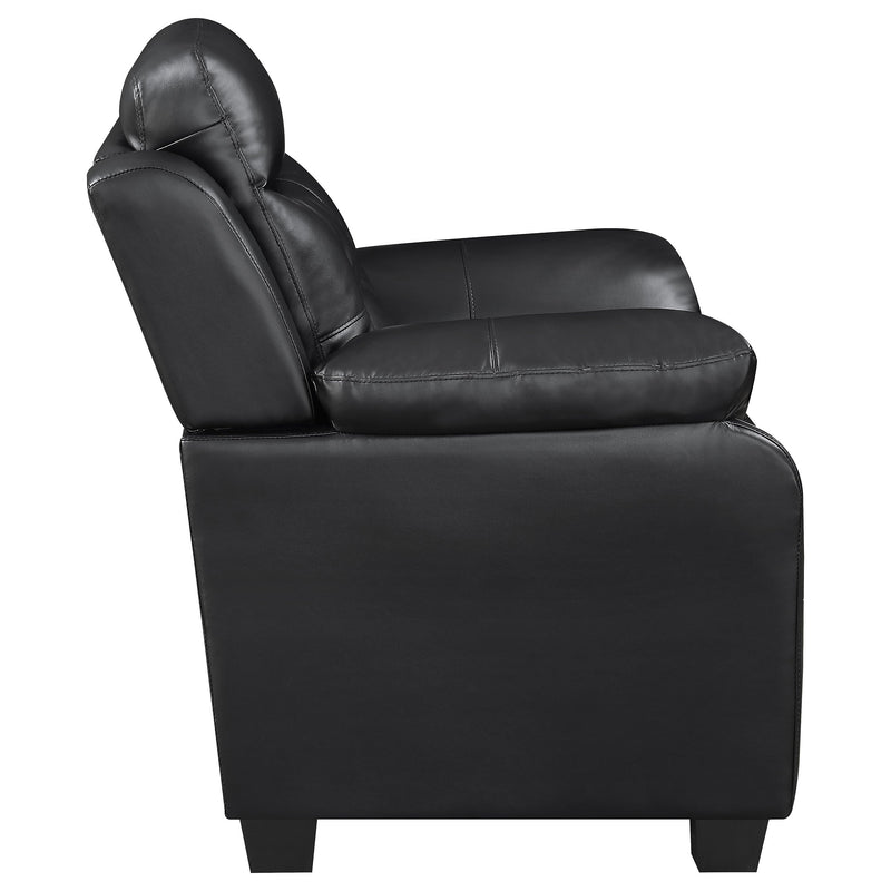 Finley  Upholstered Padded Arm Tufted Sofa Set Black