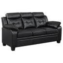 Finley  Upholstered Padded Arm Tufted Sofa Set Black