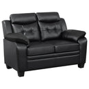 Finley  Upholstered Padded Arm Tufted Sofa Set Black