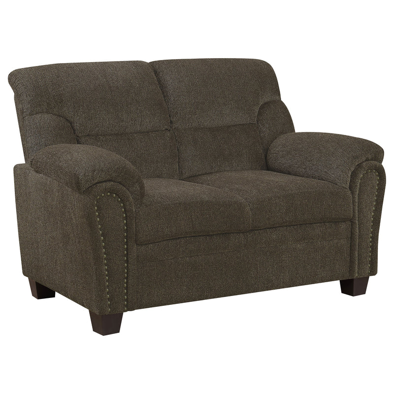 Clementine  Upholstered Padded Arm Sofa Set Brown