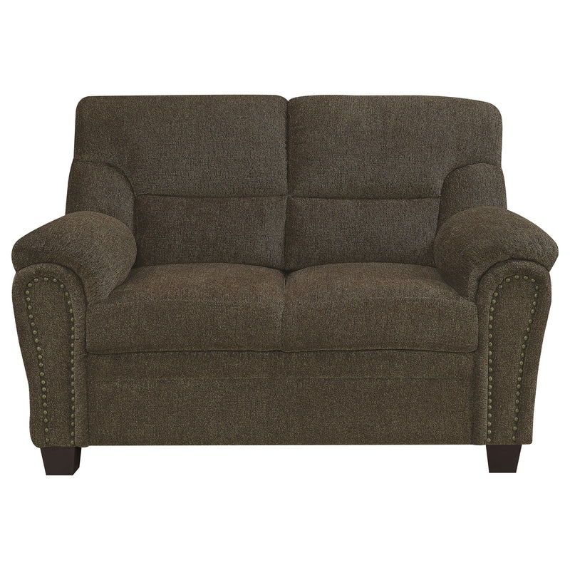 Clementine  Upholstered Padded Arm Sofa Set Brown