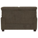 Clementine Upholstered Padded Arm Loveseat Brown