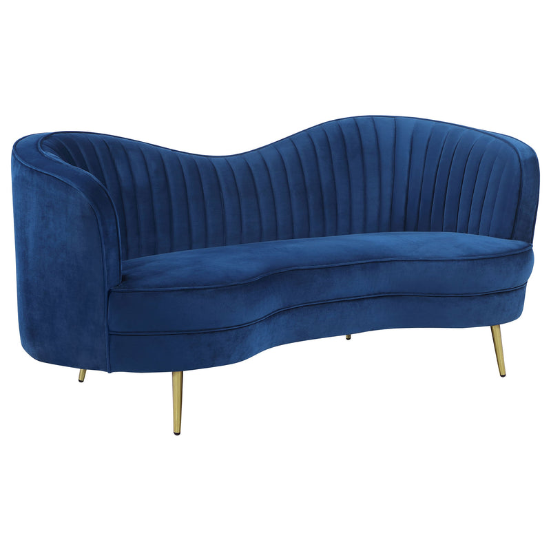 Sophia  Upholstered Channel Tufted Sofa Set Blue