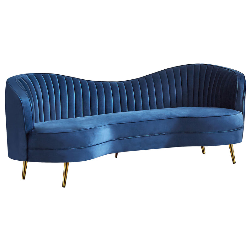 Sophia  Upholstered Channel Tufted Sofa Set Blue