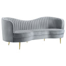 Sophia Upholstered Channel Tufted Sofa Blue