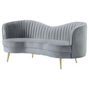 Sophia Upholstered Channel Tufted Loveseat Blue