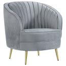 Sophia Upholstered Channel Tufted Barrel Accent Chair Blue