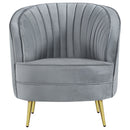 Sophia Upholstered Channel Tufted Barrel Accent Chair Blue