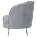 Sophia Upholstered Channel Tufted Barrel Accent Chair Blue