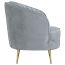 Sophia Upholstered Channel Tufted Barrel Accent Chair Blue