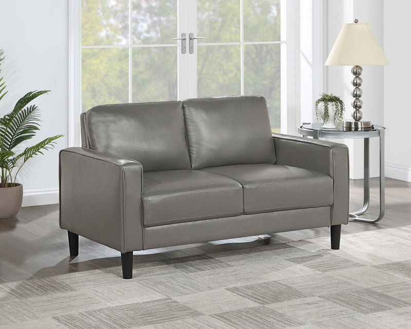 Ruth Upholstered Track Arm Loveseat Black