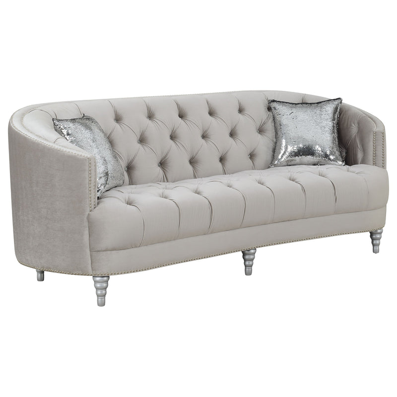 Avonlea  Upholstered Sloped Arm Sofa Set Grey Fabric