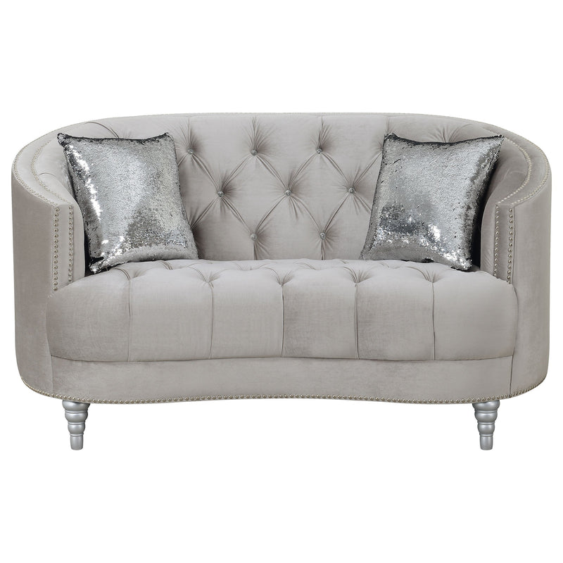 Avonlea Upholstered Sloped Arm Loveseat Grey Fabric