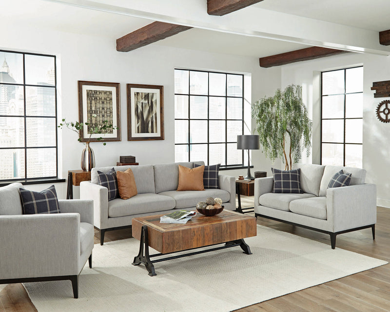 Apperson  Upholstered Track Arm Sofa Set Light Grey