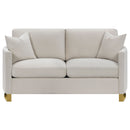 Corliss Upholstered Curved Track Arm Loveseat Beige