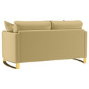 Corliss Upholstered Curved Track Arm Loveseat Camel