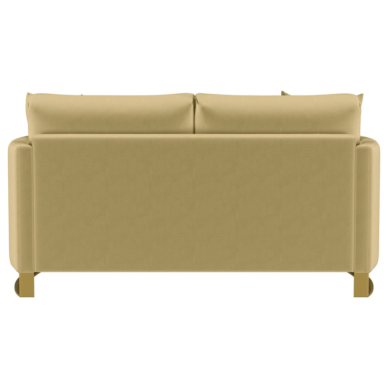 Corliss Upholstered Curved Track Arm Loveseat Camel