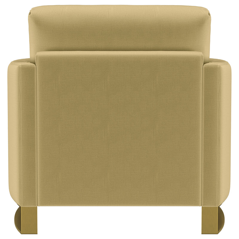 Corliss Upholstered Curved Track Arm Chair Camel
