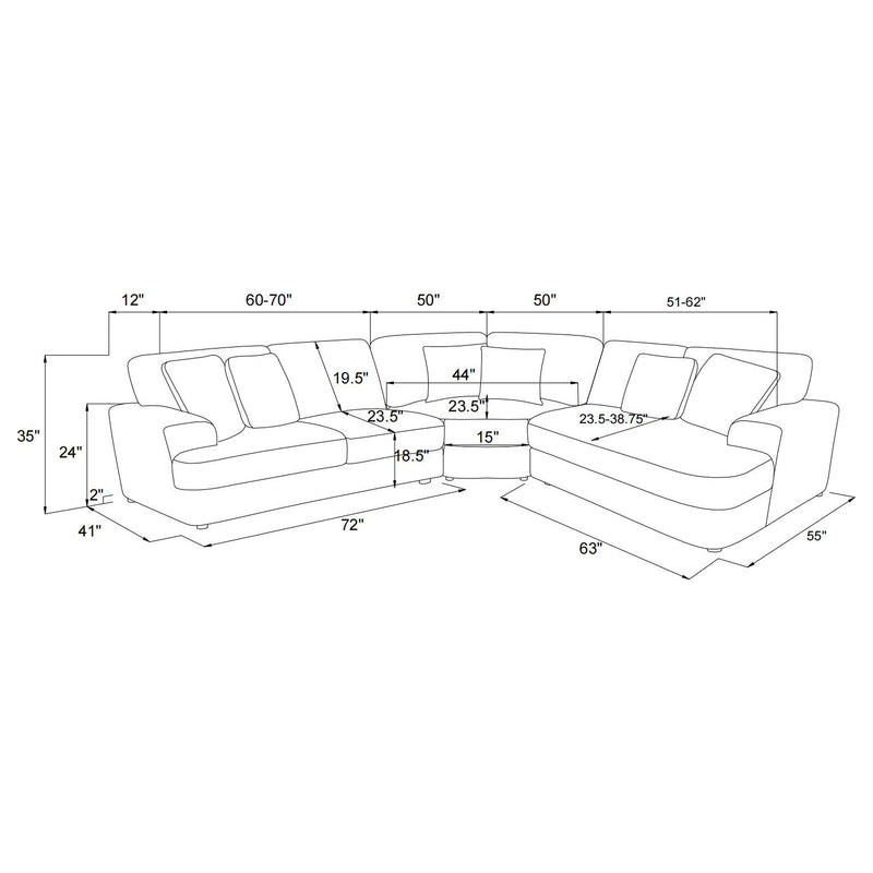 Emberson  Upholstered Modular Sectional Sofa Ivory