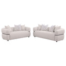 Jeanette Fabric Upholstered Round Arm Sofa Set Beige