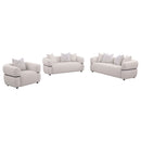 Jeanette Fabric Upholstered Round Arm Sofa Set Beige